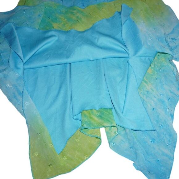 Hype Kids Green Blue Ombré Fairy Dress Size 8 Y2K Handkerchief Hem Shimmery - Picture 5 of 7